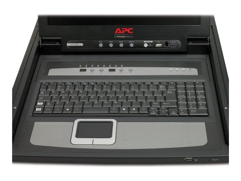 APC LCD Console - Konsola KVM z przełącznik KVM - 8 porty - PS/2 - 17" - do montowania w stojaku - VGA - czarny - 1U - dla P/N: 