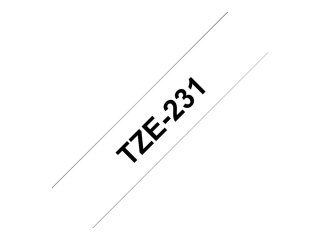 Brother TZe-231 - Standardowy klej - czarny na białym - Wałek (1,2 cm x 8 m) 1 kaseta(y) taśma laminowana - dla Brother PT-D210,