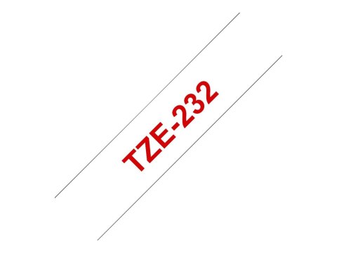 Brother TZe-232 - Standardowy klej - czerwono-biały - Wałek (1,2 cm x 8 m) 1 kaseta(y) taśma laminowana - dla Brother PT-D210, D