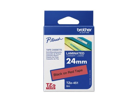 Brother TZe-451 - Standardowy klej - czarno na czerwonym - Roll (2,4 cm x 8 m) 1 kaseta(y) taśma laminowana - dla Brother PT-D60