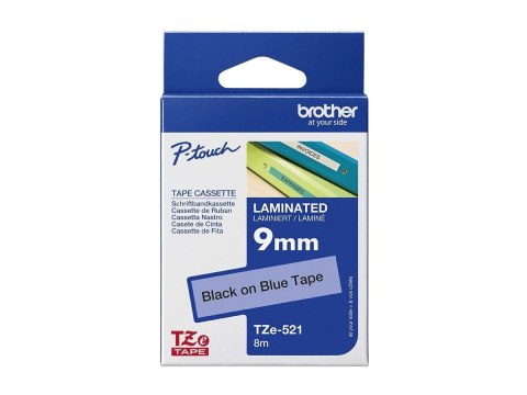 Brother TZe-521 - Czarny na niebieskim - Roll (0,9 cm x 8 m) 1 kaseta(y) taśma laminowana - dla Brother PT-D210, D600, H110, H20