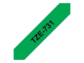 Brother TZe-731 - Czarno na zielonym - Wałek (1,2 cm x 8 m) 1 kaseta(y) taśma laminowana - dla Brother PT-D210, D600, H110, P750