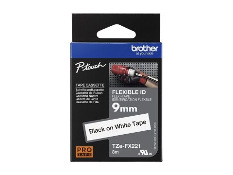 Brother TZe-FX221 - Czarny na białym - Roll (0,9 cm x 8 m) 1 kaseta(y) taśma elastyczna - dla Brother PT-D210, D600, H110, H200;