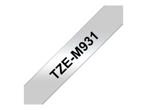 Brother TZe-M931 - Czerń na matowym srebrze - Wałek (1,2 cm x 8 m) 1 kaseta(y) taśma laminowana - dla Brother PT-D210, D600, H11