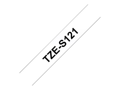 Brother TZe-S121 - Wyjątkowo silny klej - czarno na przezroczystym tle - Roll (0,9 cm x 8 m) 1 kaseta(y) taśma laminowana - dla 