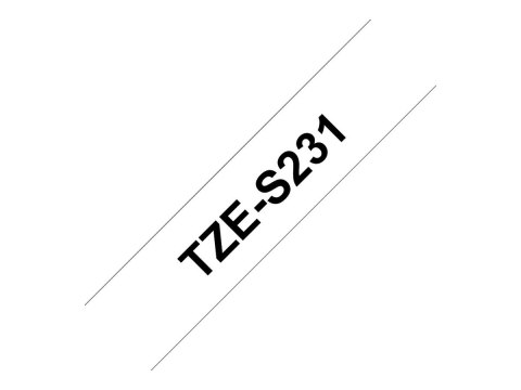 Brother TZe-S231 - Wyjątkowo silny klej - czarny na białym - Wałek (1,2 cm x 8 m) 1 kaseta(y) taśma laminowana - dla Brother PT-