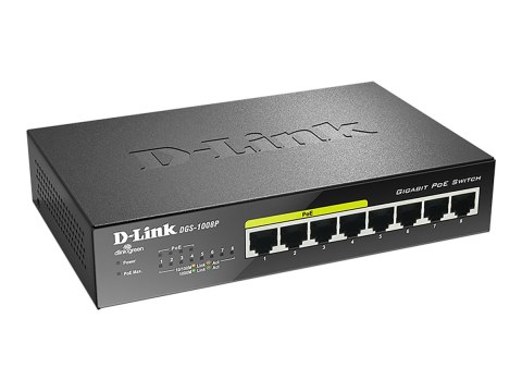 D-Link DGS 1008P - Przełącznik - niezarządzalny - 4 x 10/100/1000 (PoE) + 4 x 10/100/1000 - stacjonarny - PoE