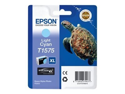 Epson T1575 - 25.9 ml - niebieskozielony jasny - oryginał - kopuła - pojemnik na tusz - dla Stylus Photo R3000