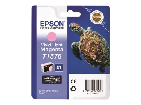 Epson T1576 - 25.9 ml - jaskrawa lśniąca magenta - oryginał - kopuła - pojemnik na tusz - dla Stylus Photo R3000