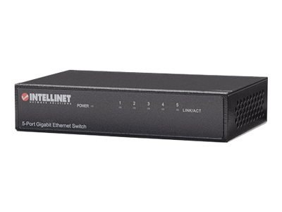 Intellinet 5-Port Gigabit Ethernet Switch, Metal, Box - Przełącznik - 5 x 10/100/1000 - stacjonarny