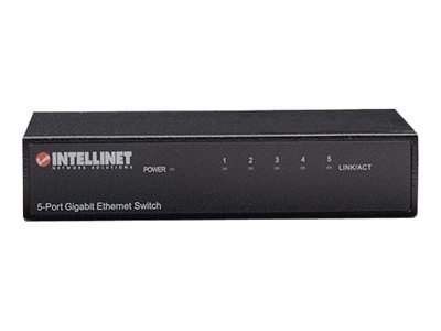 Intellinet 5-Port Gigabit Ethernet Switch, Metal, Box - Przełącznik - 5 x 10/100/1000 - stacjonarny