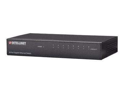 Intellinet 8-Port Gigabit Ethernet Switch, Metal, Box - Przełącznik - 8 x 10/100/1000 - stacjonarny