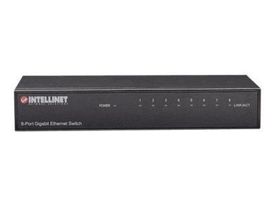 Intellinet 8-Port Gigabit Ethernet Switch, Metal, Box - Przełącznik - 8 x 10/100/1000 - stacjonarny