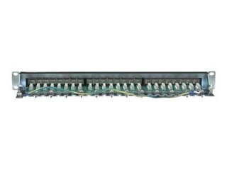 Intellinet Patch Panel, Cat6, FTP, 24-Port, 1U, Shielded, 90° Top-Entry Punch-Down Blocks, Black - Krosownica - CAT 6 - FTP - RJ