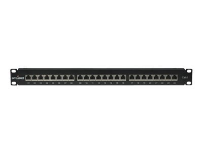 Intellinet Patch Panel, Cat6, FTP, 24-Port, 1U, Shielded, 90° Top-Entry Punch-Down Blocks, Black - Krosownica - CAT 6 - FTP - RJ
