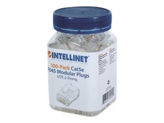 Intellinet RJ45 Modular Plugs, Cat5e, UTP, 2-prong, for stranded wire, 15 µ gold plated contacts, 100 pack - Złącze sieciowe - R
