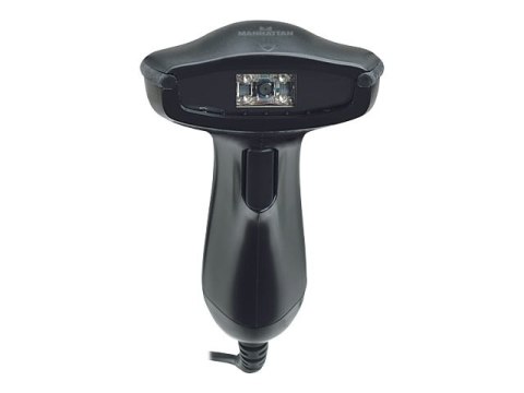 Manhattan 2D Handheld Barcode Scanner, USB, 430mm Scan Depth, Cable 1.5m, Max Ambient Light 100,000 lux (sunlight), Black, Three