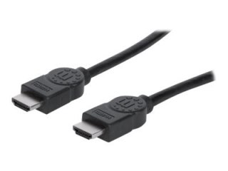 Manhattan HDMI Cable, 1080p@60Hz (High Speed), 10m, Male to Male, Black, Fully Shielded, Gold Plated Contacts, Lifetime Warranty