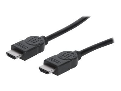 Manhattan HDMI Cable, 1080p@60Hz (High Speed), 10m, Male to Male, Black, Fully Shielded, Gold Plated Contacts, Lifetime Warranty
