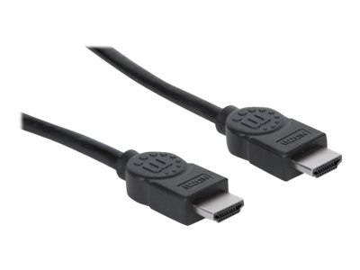 Manhattan HDMI Cable, 1080p@60Hz (High Speed), 10m, Male to Male, Black, Fully Shielded, Gold Plated Contacts, Lifetime Warranty
