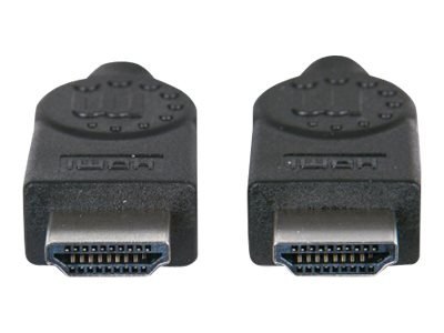 Manhattan HDMI Cable, 1080p@60Hz (High Speed), 10m, Male to Male, Black, Fully Shielded, Gold Plated Contacts, Lifetime Warranty