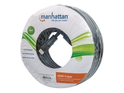 Manhattan HDMI Cable, 4K@30Hz (High Speed), 15m, Male to Male, Black, Ultra HD 4k x 2k, Fully Shielded, Gold Plated Contacts, Li