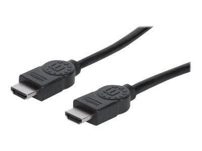 Manhattan HDMI Cable with Ethernet, 1080p@60Hz (High Speed), 10m, Male to Male, Black, Fully Shielded, Gold Plated Contacts, Lif
