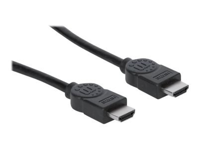 Manhattan HDMI Cable with Ethernet, 1080p@60Hz (High Speed), 10m, Male to Male, Black, Fully Shielded, Gold Plated Contacts, Lif