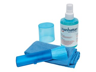 Manhattan LCD Cleaning Kit, Alcohol-free, Includes Cleaning Solution (200ml), Brush and Microfibre Cloth, Ideal for use on monit