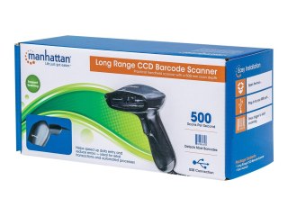 Manhattan Long Range CCD Handheld Barcode Scanner, USB, 500mm Scan Depth, Cable 1.5m, Max Ambient Light 30,000 lux (sunlight), B