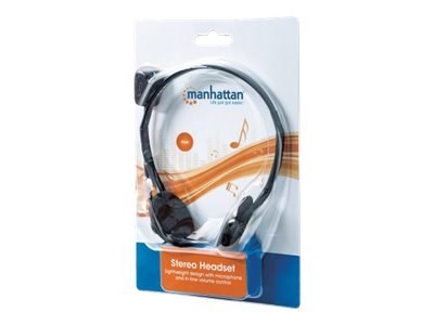 Manhattan Stereo On-Ear Headset (3.5mm) (Clearance Pricing), Microphone Boom, In-Line Volume Control, Foam Earpads, Standard 2x 