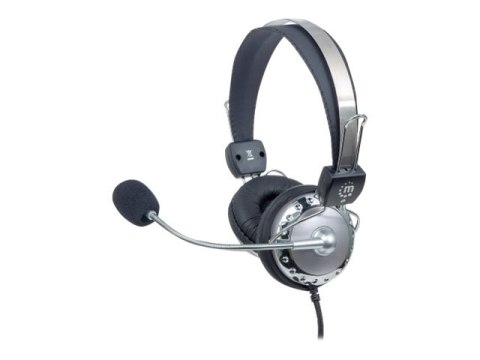 Manhattan Stereo Over-Ear Headset (3.5mm) (Clearance Pricing), Microphone Boom (padded), Adjustable Steel Headband, In-Line Volu