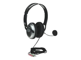 Manhattan Stereo Over-Ear Headset (3.5mm) (Clearance Pricing), Microphone Boom (padded), Adjustable Steel Headband, In-Line Volu