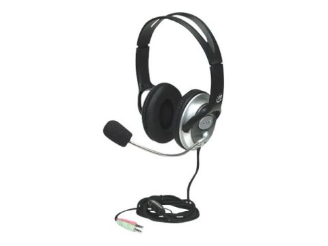 Manhattan Stereo Over-Ear Headset (3.5mm) (Clearance Pricing), Microphone Boom (padded), Adjustable Steel Headband, In-Line Volu