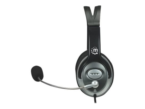 Manhattan Stereo Over-Ear Headset (3.5mm) (Clearance Pricing), Microphone Boom (padded), Adjustable Steel Headband, In-Line Volu