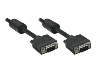 Manhattan VGA Monitor Cable (with Ferrite Cores), 1.8m, Black, Male to Male, HD15, Cable of higher SVGA Specification (fully com