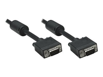 Manhattan VGA Monitor Cable (with Ferrite Cores), 1.8m, Black, Male to Male, HD15, Cable of higher SVGA Specification (fully com