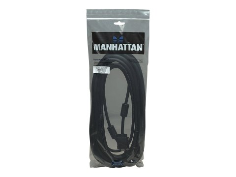 Manhattan VGA Monitor Cable (with Ferrite Cores), 10m, Black, Male to Male, HD15, Cable of higher SVGA Specification (fully comp