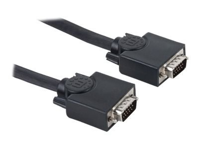 Manhattan VGA Monitor Cable (with Ferrite Cores), 20m, Black, Male to Male, HD15, Cable of higher SVGA Specification (fully comp