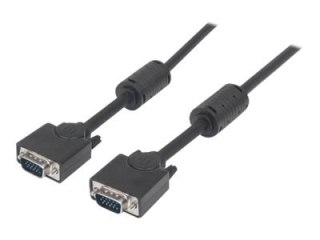 Manhattan VGA Monitor Cable (with Ferrite Cores), 3m, Black, Male to Male, HD15, Cable of higher SVGA Specification (fully compa