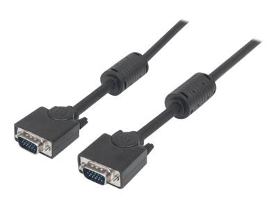 Manhattan VGA Monitor Cable (with Ferrite Cores), 3m, Black, Male to Male, HD15, Cable of higher SVGA Specification (fully compa