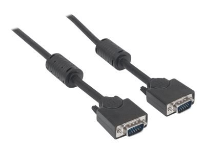 Manhattan VGA Monitor Cable (with Ferrite Cores), 3m, Black, Male to Male, HD15, Cable of higher SVGA Specification (fully compa