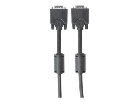 Manhattan VGA Monitor Cable (with Ferrite Cores), 3m, Black, Male to Male, HD15, Cable of higher SVGA Specification (fully compa