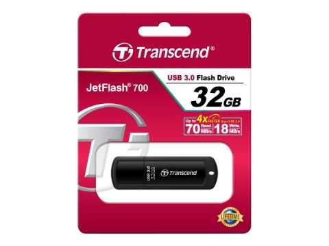 Transcend JetFlash 700 - Pendrive USB - 32 GB - USB 3.0 - czarny