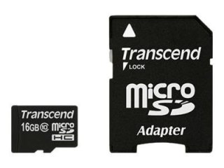 Transcend - Karta pamięci flash (adapter microSDHC na SD w zestawie) - 16 GB - Class 10 - microSDHC