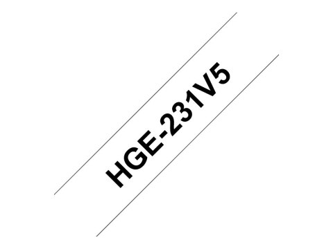 Brother HGE-231V5 - Czarny na białym - Wałek (1,2 cm x 8 m) 5 kaseta(y) taśma laminowana - dla P-Touch PT-9500pc, PT-9800PCN; P-
