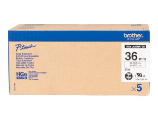 Brother HGE-261V5 - Czarny na białym - Roll (3,6 cm x 8 m) 5 kaseta(y) taśma laminowana - dla P-Touch PT-9500pc, PT-9800PCN; P-T