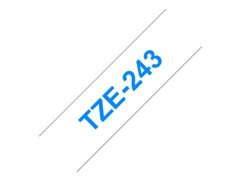 Brother TZe-243 - Standardowy klej - niebiesko na białym - Roll (1,8 cm x 8 m) 1 kaseta(y) taśma laminowana - dla Brother PT-D60