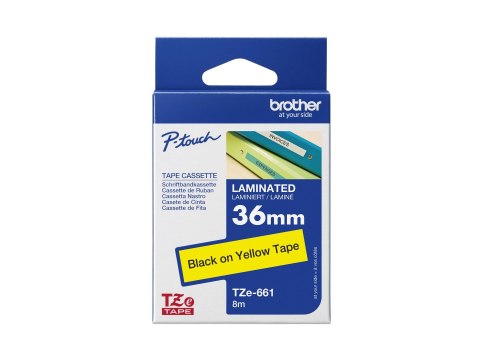 Brother TZe-661 - Standardowy klej - czarny na żółtym - Roll (3,6 cm x 8 m) 1 kaseta(y) taśma laminowana - dla P-Touch PT-3600, 