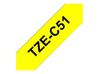 Brother TZe-C51 - Czarny na żółtym - Rolka (2,4 cm x 5 m) 1 kaseta(y) taśma fluorescencyjna - dla Brother PT-D600; P-Touch PT-24